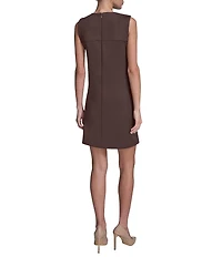 BCBG Crew Neck Sleeveless Scuba Crepe Shift Mini Dress