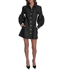 BCBG Denim Puff Sleeve Mini Shirtdress