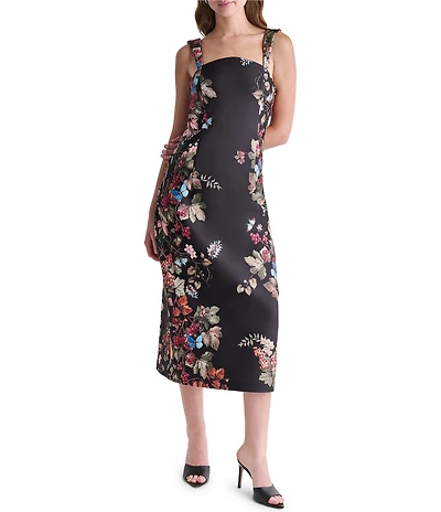 BCBG Floral Print Sheath Midi Dress