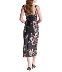 BCBG Floral Print Sheath Midi Dress