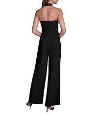 BCBG Halter Keyhole Neckline Wide Leg Jumpsuit