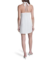 BCBG Halter Neck Button Front Scuba Crepe Mini Dress