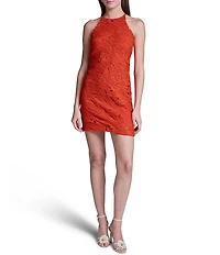 BCBG Halter Neck Sleeveless Lace Mini Dress