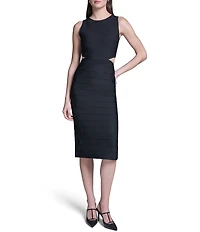 BCBG Jewel Neck Sleeveless Cutout Bandage Midi Dress