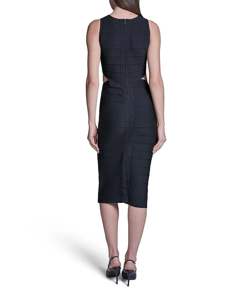 BCBG Jewel Neck Sleeveless Cutout Bandage Midi Dress