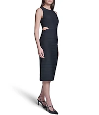 BCBG Jewel Neck Sleeveless Cutout Bandage Midi Dress