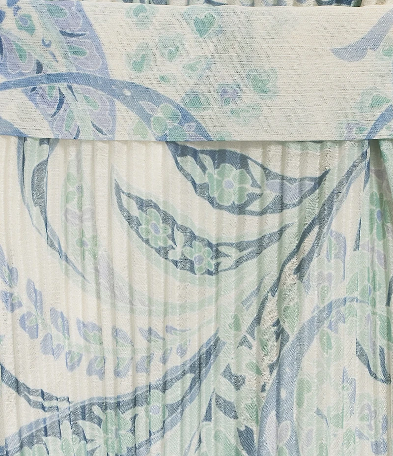 BCBG Long Sleeve Paisley Pleated Mini Dress