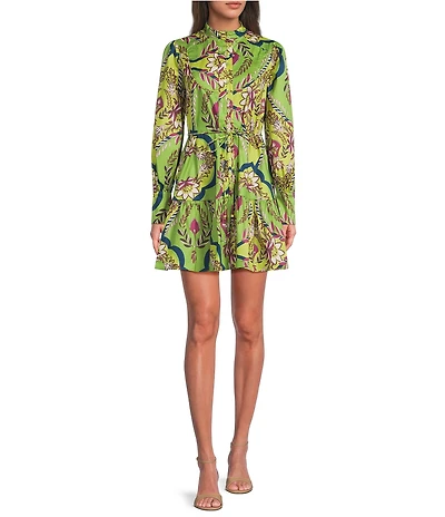 BCBG Long Sleeve Printed Cotton Shirt Dress