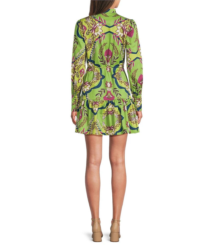 BCBG Long Sleeve Printed Cotton Shirt Dress