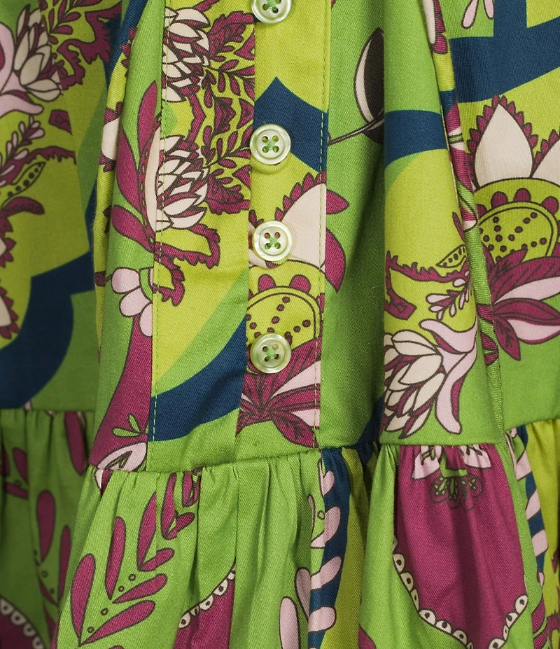 BCBG Long Sleeve Printed Cotton Shirt Dress