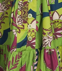 BCBG Long Sleeve Printed Cotton Shirt Dress