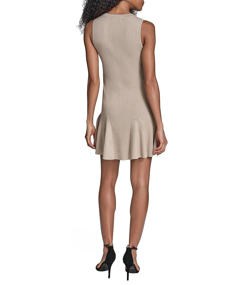 BCBG Lurex Knit Button Mini Dress
