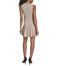 BCBG Lurex Knit Button Mini Dress