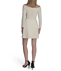 BCBG Off-The-Shoulder Belted Scuba Crepe Mini Dress