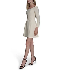 BCBG Off-The-Shoulder Belted Scuba Crepe Mini Dress