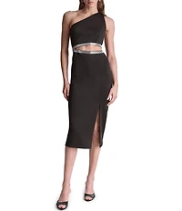 BCBG One Shoulder Cut Out Midi Dress