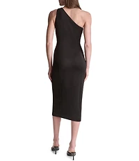 BCBG One Shoulder Cut Out Midi Dress