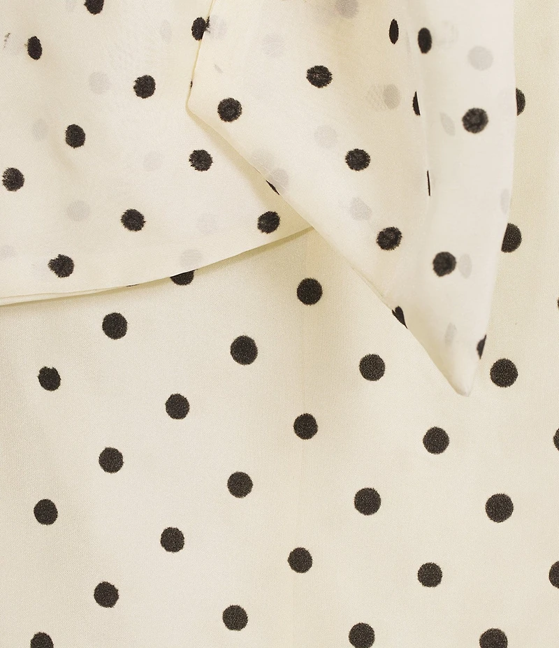 BCBG Organza Mock Neck Long Illusion Sleeve Dotted Shift Dress