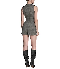 BCBG Plaid V Neck Short Romper