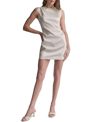 BCBG Satin Sheath Sleeveless Mini Dress