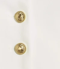 BCBG Scuba Crepe Square Neck Cap Sleeve Button Mock Two Piece Mini Dress