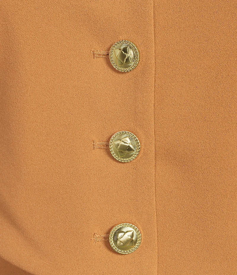 BCBG Scuba Crepe Square Neck Cap Sleeve Button Mock Two Piece Mini Dress