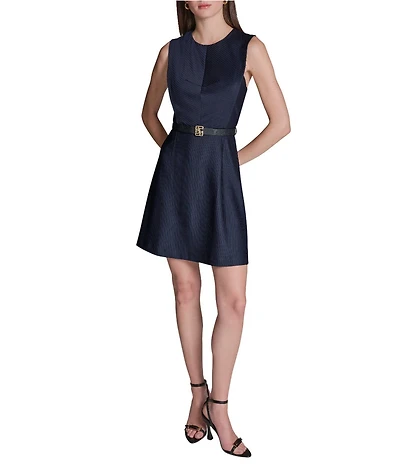 BCBG Sleeveless Belted Short Sheath Knit Dress
