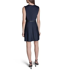 BCBG Sleeveless Belted Short Sheath Knit Dress