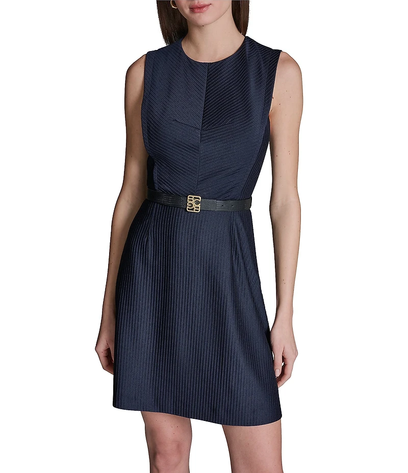 BCBG Sleeveless Belted Short Sheath Knit Dress