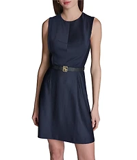 BCBG Sleeveless Belted Short Sheath Knit Dress