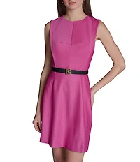 BCBG Sleeveless Belted Short Sheath Knit Dress