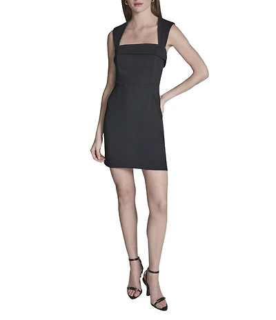 BCBG Sleeveless Square Neck Scuba Crepe Mini Dress