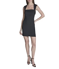 BCBG Sleeveless Square Neck Scuba Crepe Mini Dress