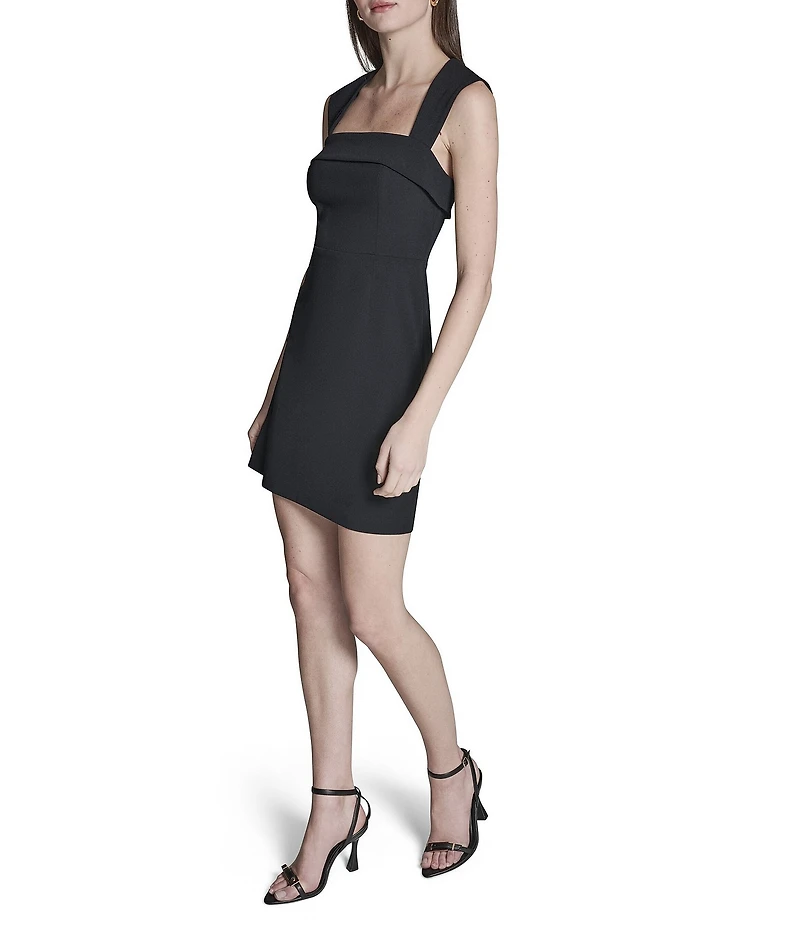 BCBG Sleeveless Square Neck Scuba Crepe Mini Dress