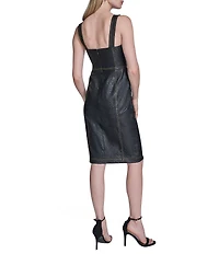 BCBG Sleeveless Sweetheart Neckline Stretch Denim Dress