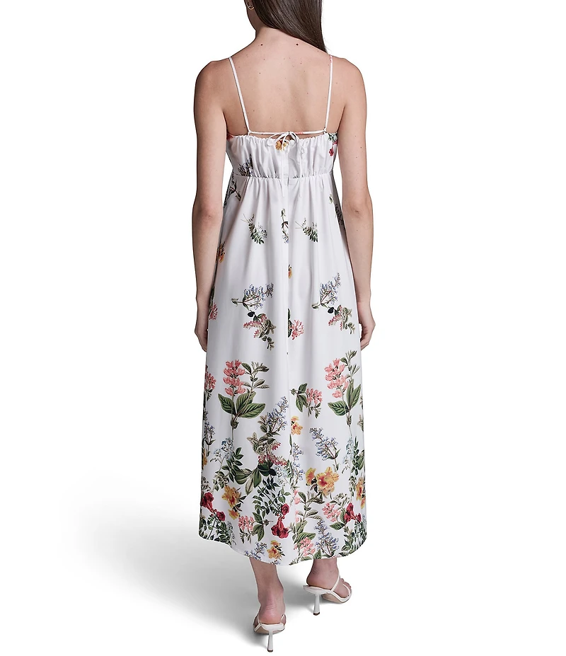BCBG Square Neck Sleeveless Floral Midi Dress