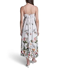 BCBG Square Neck Sleeveless Floral Midi Dress