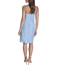 BCBG Square Neck Tiered Stretch Taffeta Dress
