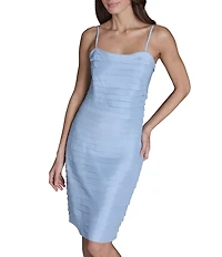 BCBG Square Neck Tiered Stretch Taffeta Dress