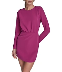 BCBG Stretch Crepe Long Sleeve Shoulder Pad A-Line Mini Dress
