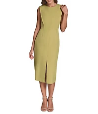 BCBG Stretch Crepe Sheath Sleeveless Midi Dress