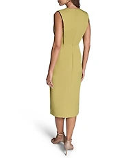 BCBG Stretch Crepe Sheath Sleeveless Midi Dress