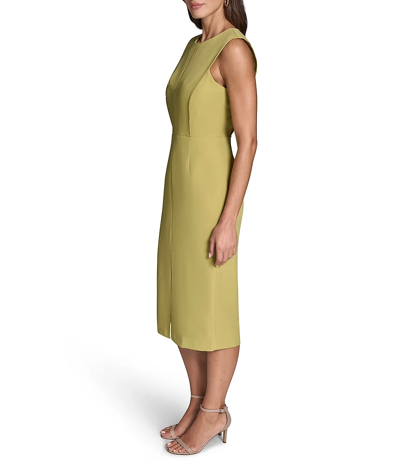 BCBG Stretch Crepe Sheath Sleeveless Midi Dress