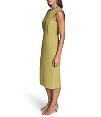 BCBG Stretch Crepe Sheath Sleeveless Midi Dress