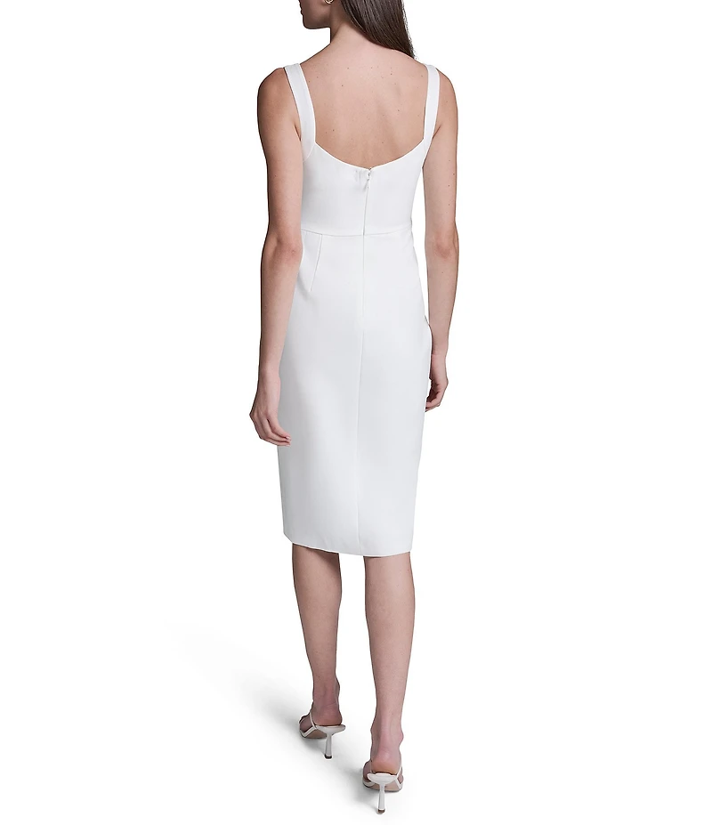 BCBG Sweetheart Neck Sleeveless Scuba Crepe Sheath Midi Dress