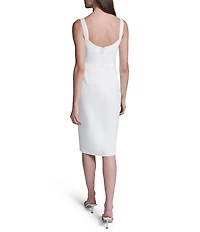 BCBG Sweetheart Neck Sleeveless Scuba Crepe Sheath Midi Dress