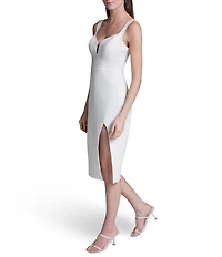BCBG Sweetheart Neck Sleeveless Scuba Crepe Sheath Midi Dress