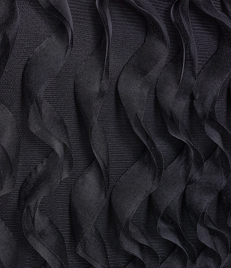 BCBG Wavy Tulle Crew Neck Sleeveless Large Bow Shift Mini Dress