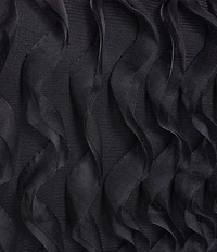 BCBG Wavy Tulle Crew Neck Sleeveless Large Bow Shift Mini Dress