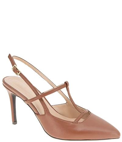 BCBGeneration Bavor Patent T-Strap Slingback Stiletto Pumps